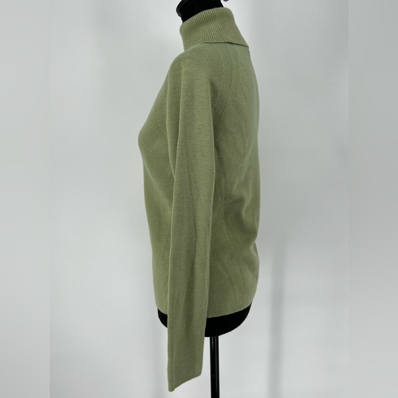 ANN TAYLOR LOFT MERINO WOOL CASHMERE ACRYLIC BLEND SAGE GREEN TURTLENECK SWEATER - Picture 4 of 10